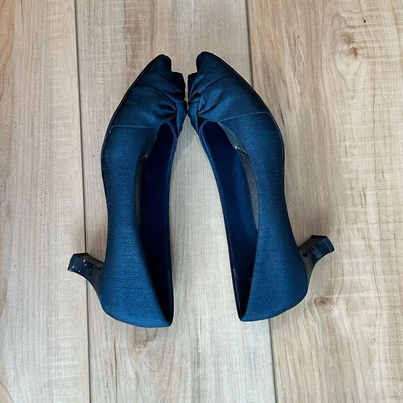 Abella EUC Black Fabric Peep Toe Dress Shoes Kitten Heel Size 8 - Picture 7 of 15